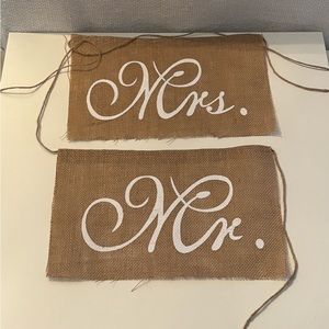 Mr. And Mrs. Burlap chair signs